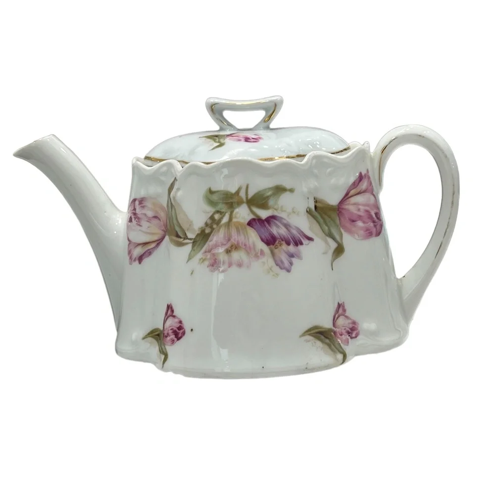 ANTIQUE Z.S.& CO PORZELLANFABRIK ZEH, SCHERZER & CO FLORAL TEAPOT